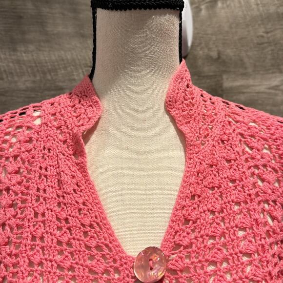 JH Collectives Crotchet buttoned Sweater Top in a Linen/Cotton Blend. - Picture 3 of 8